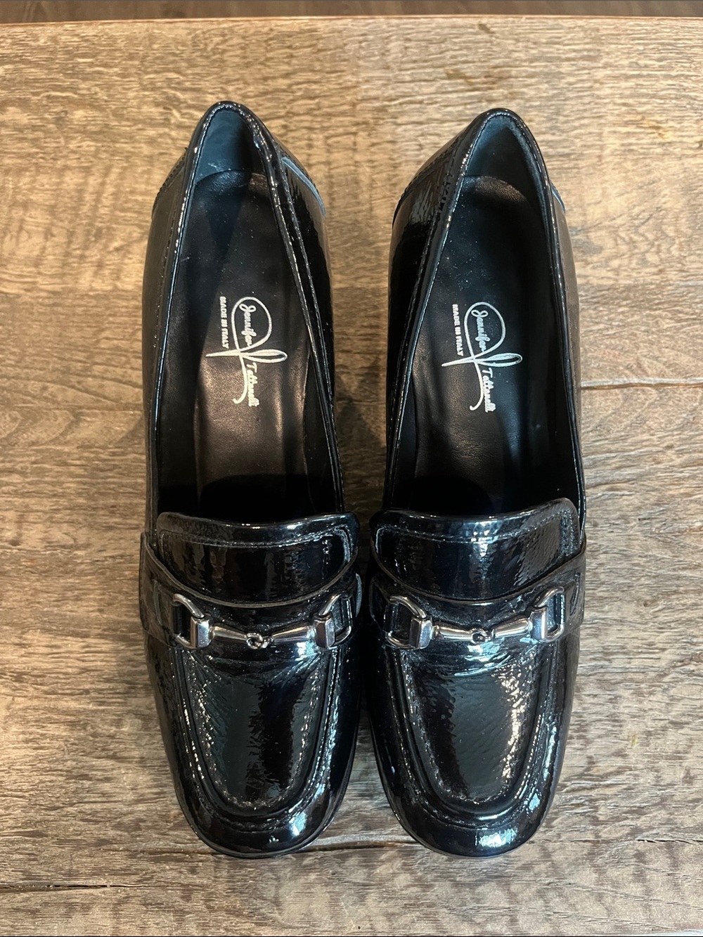 Black Patent Leather Loafers with Metal Bit